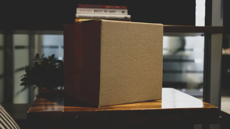 brown box on wooden surface