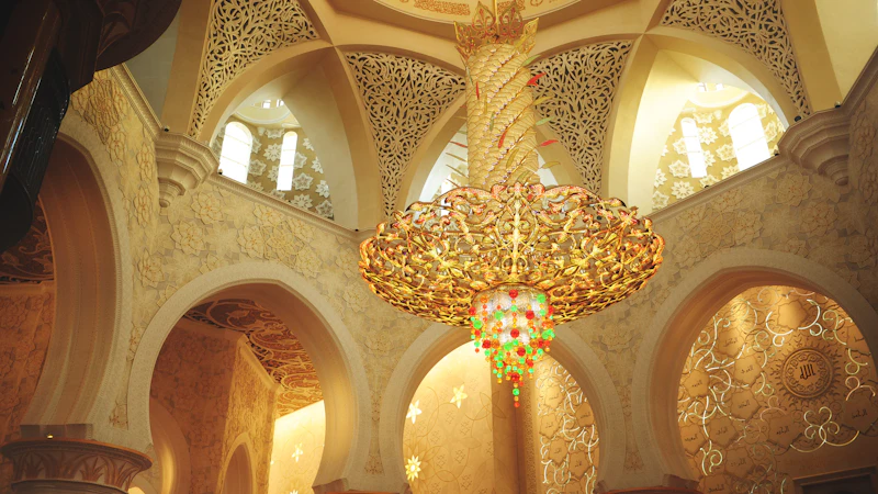 chandelier hanging inside a dome building