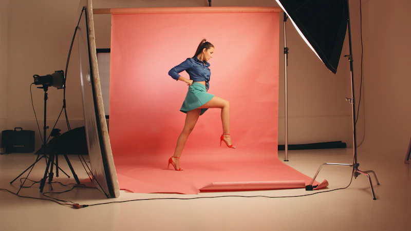 woman posing infront of softbox