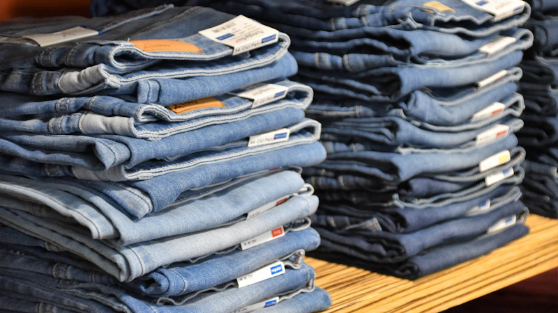 pile of blue denim jeans lot