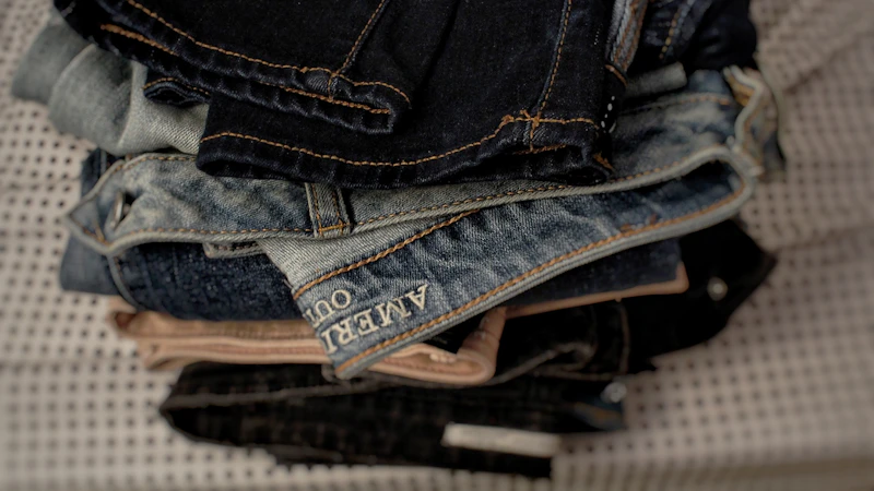 photo of folded denim bottoms