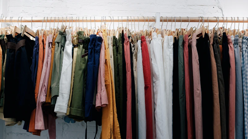 assorted-color clothes lot hanging on wooden wall rack