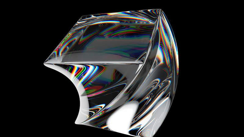 a glass object is shown on a black background