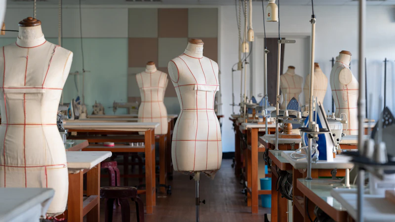 a room filled with mannequins and sewing machines