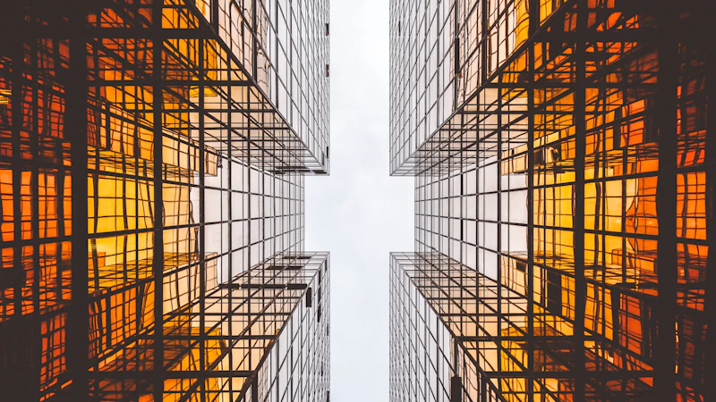 worms eye view of buildings