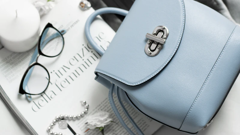 blue leather backpack