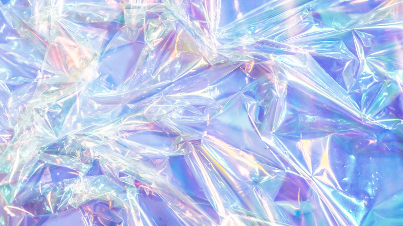 crumpled iridescent plastic film texture