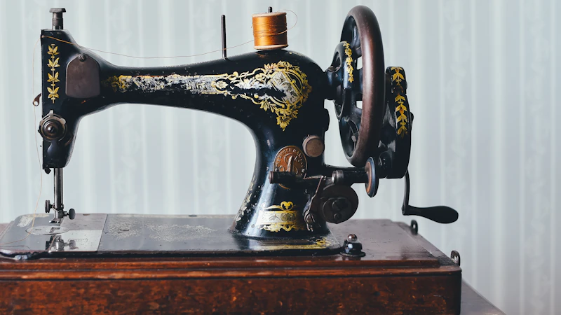black and yellow metal sewing machine