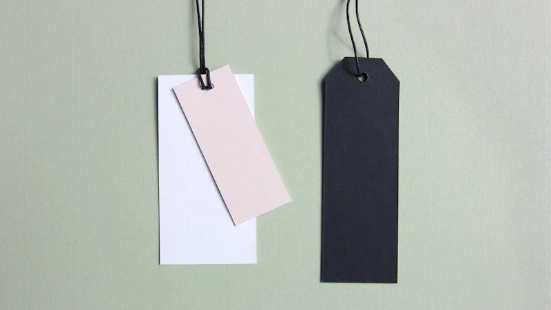 three assorted-color tags