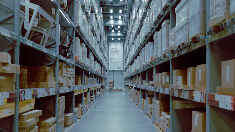 a large warehouse filled with lots of shelves