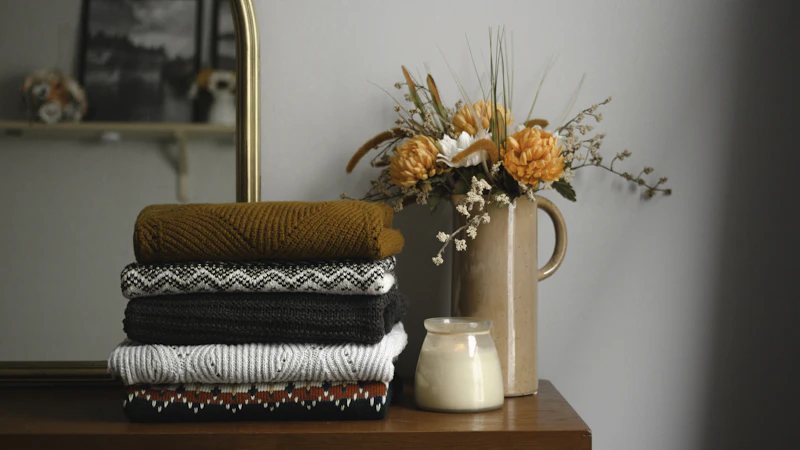 brown and white towel on brown wooden table
