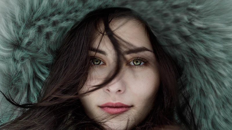 woman wearing fur hoodie