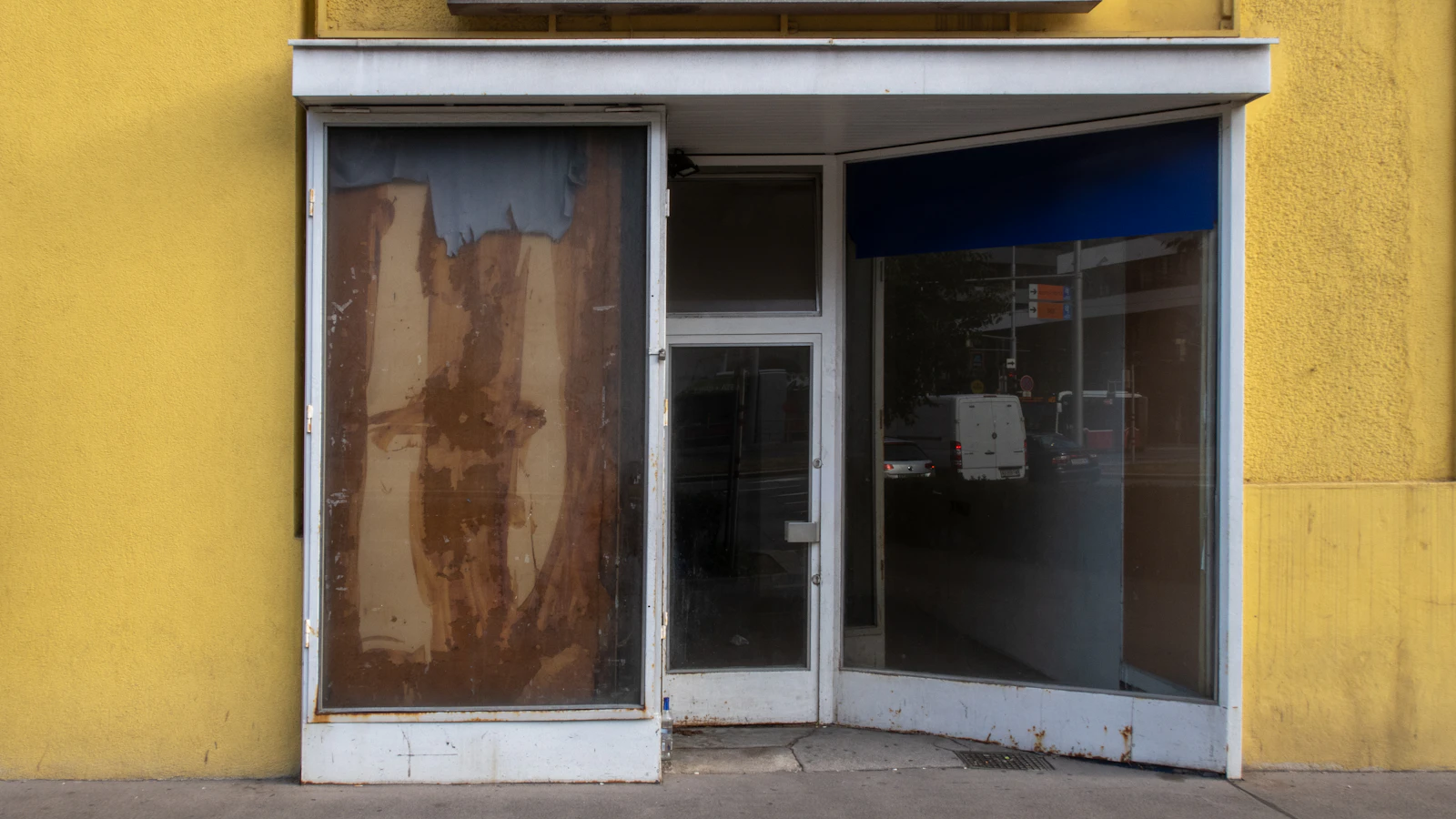 a building with a sign on the door