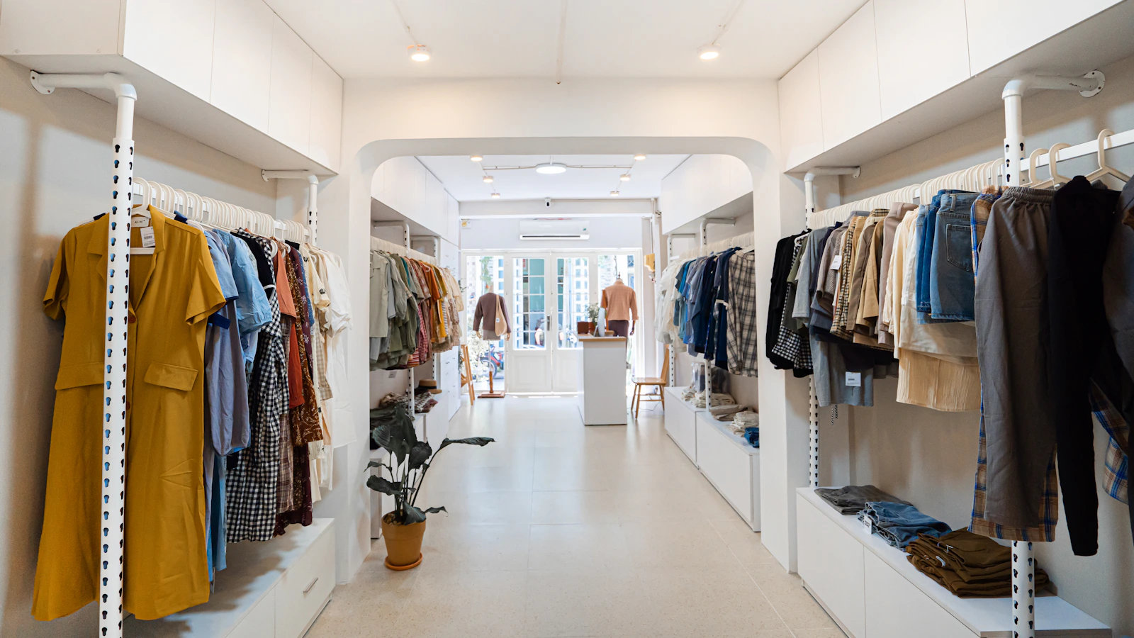 clothes hanged on clothes rack