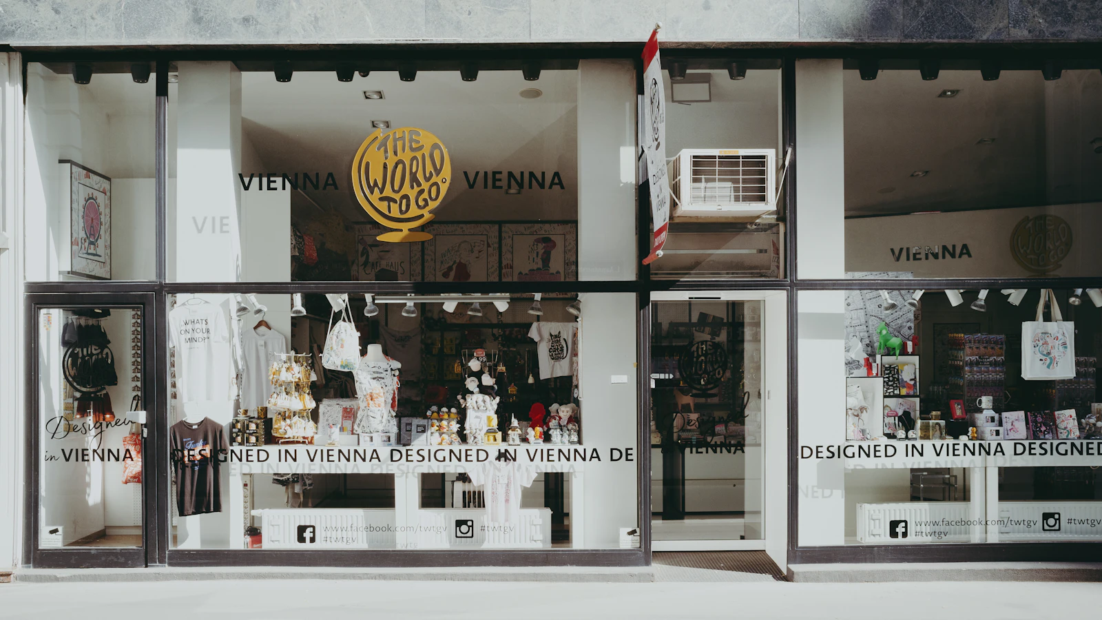 white and black store front