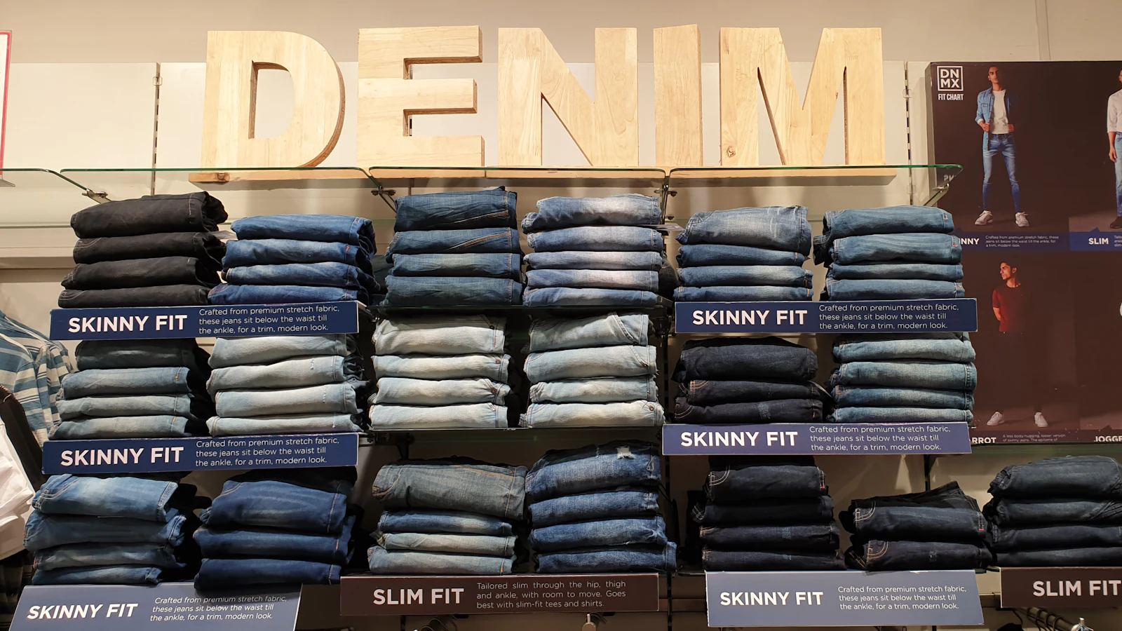 blue jeans lot on shelf