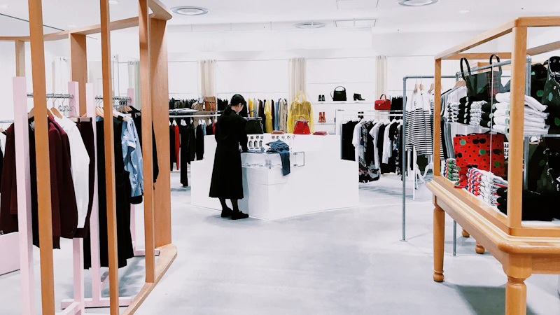 woman standing inside clothing area